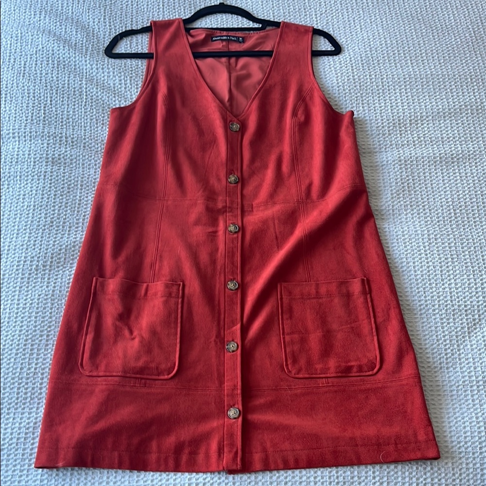 Abercrombie Red Suede Button Front Dress